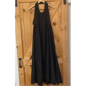 Free People Black Halter Open Tie Back Midi Dress